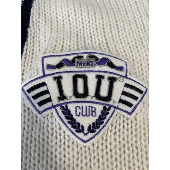 Vintage 90s I.O.U. Cardigan Mens L Exclusive Member Sweater Legend IOU Spellout - Picture 3 of 12